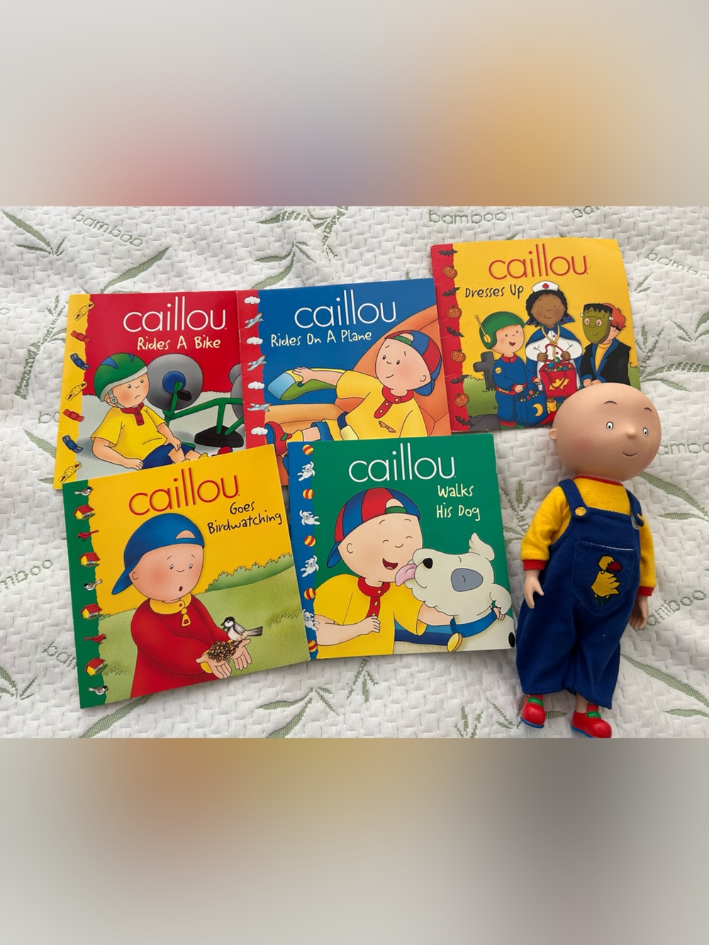 Vintage 1999 Caillou Doll & 5 Book Lot Cinar Collectible